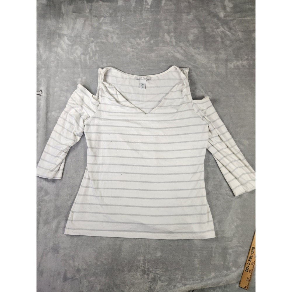 White House Black Market Long‎ Sleeve Womens  L White Cold Should  L/S